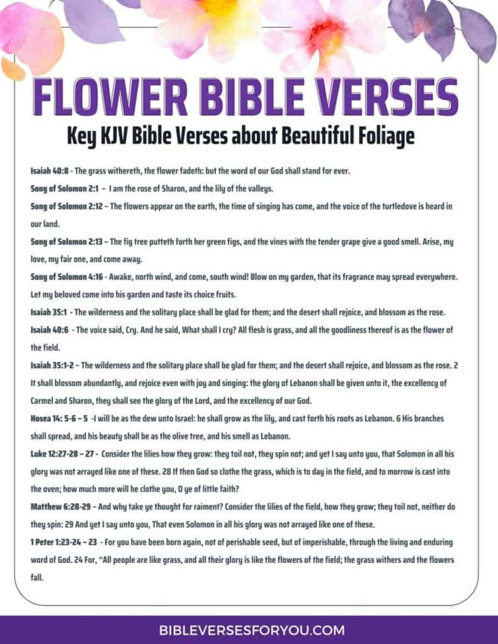 Picture of: Beautiful Bible Verses about Flowers – Bible Verses for You