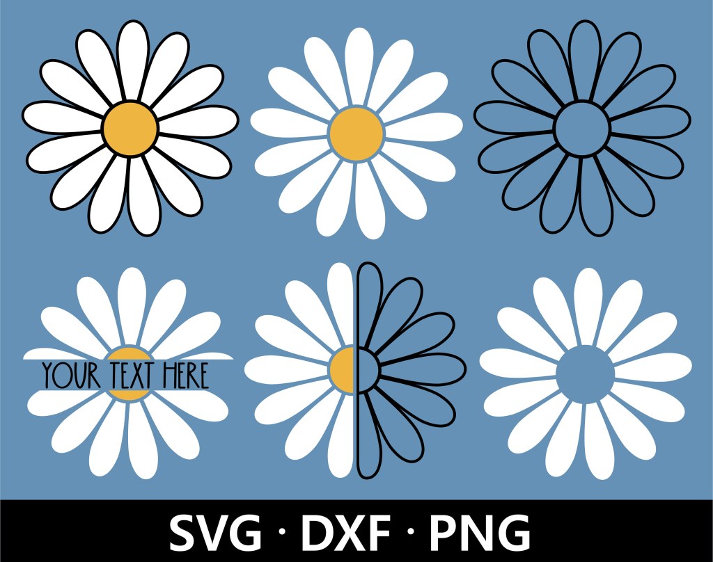 Picture of: Gänseblümchen SVG, Daisy Split Monogramm SVG, Blume SVG, Monogramm SVG,  halbe Daisy SVG, Daisy Cut Datei Cricut, Daisy Clipart